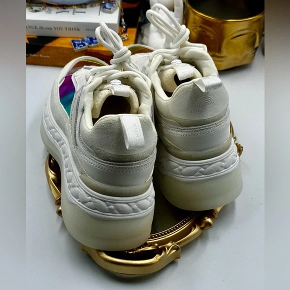 🆕 KURT GEIGER LONDON 🧿 NWOB Kensington Pump Sneaker - White Multi - Sz 39 - Picture 7 of 16